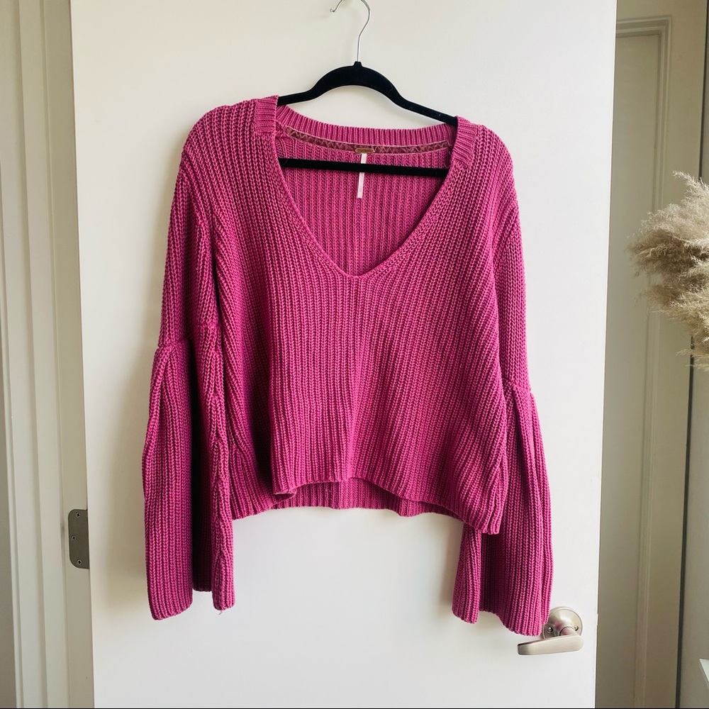 Free People Damsel Bell Sleeve Sweater - Rose